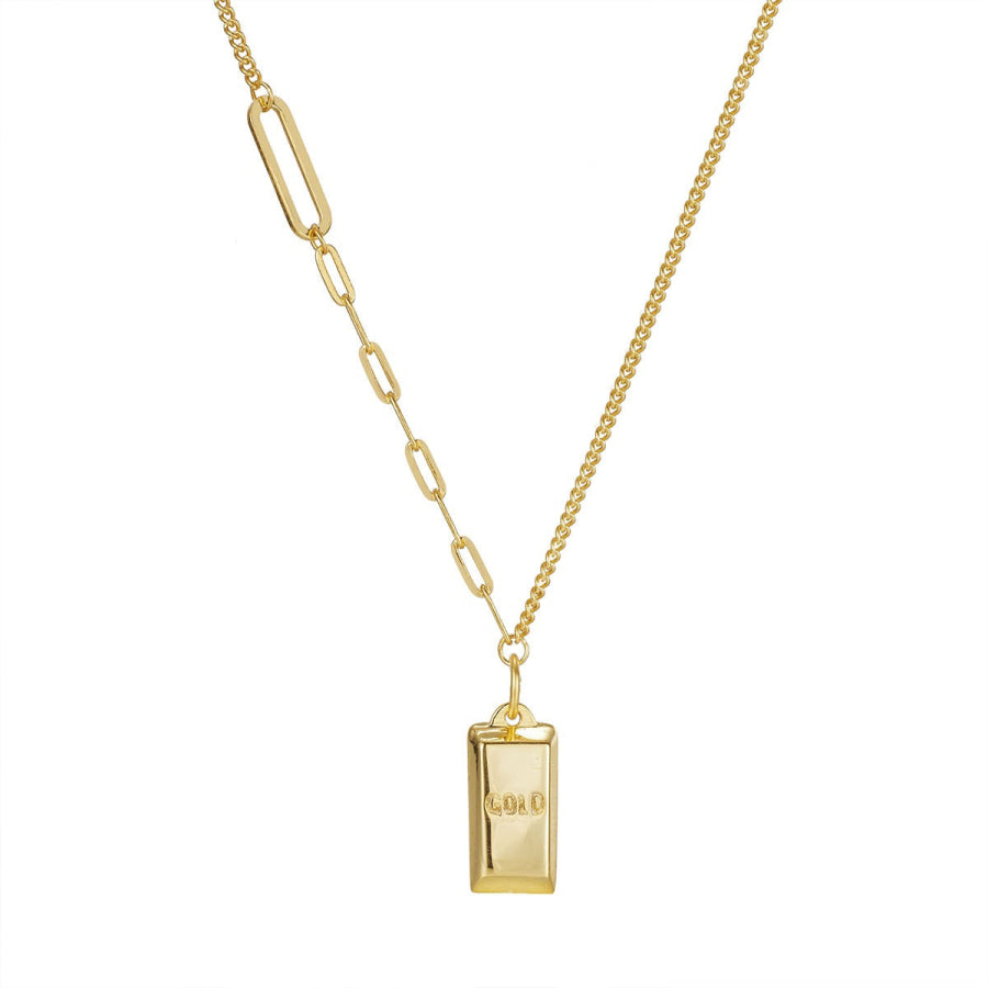 18K Gold-Plated Bar Pendant Necklace Gold / One Size Apparel and Accessories