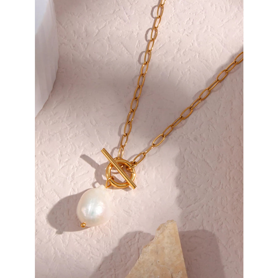 18K Gold-Plated Baroque Pearl Pendant Necklace Gold / onesize Apparel and Accessories
