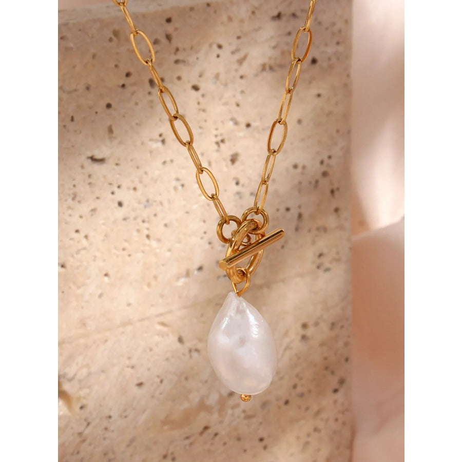 18K Gold-Plated Baroque Pearl Pendant Necklace Gold / onesize Apparel and Accessories