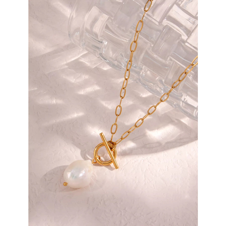 18K Gold-Plated Baroque Pearl Pendant Necklace Gold / onesize Apparel and Accessories