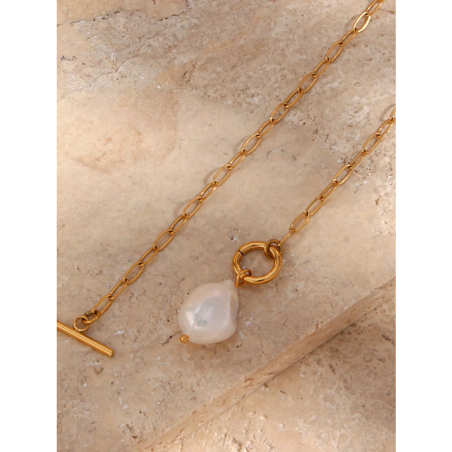 18K Gold-Plated Baroque Pearl Pendant Necklace Gold / onesize Apparel and Accessories