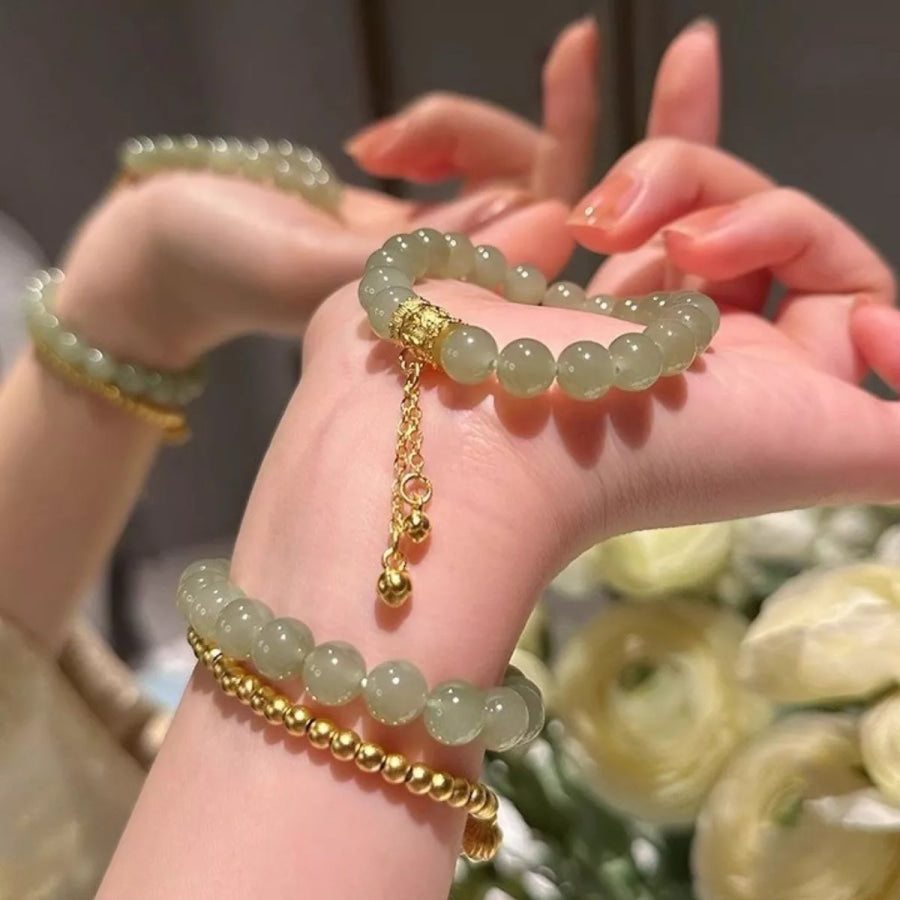 18K Gold-Plated Bead Bracelet Gum Leaf / ONESIZE Apparel and Accessories