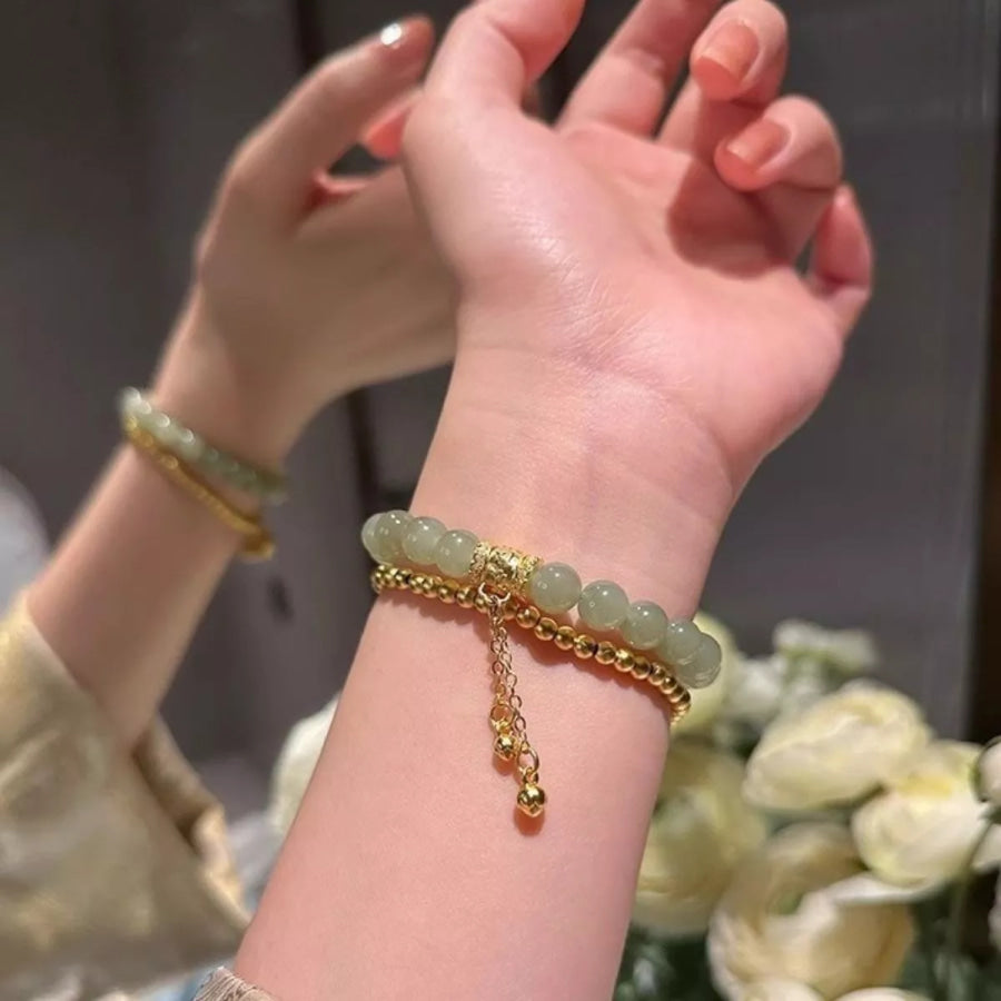 18K Gold-Plated Bead Bracelet Gum Leaf / ONESIZE Apparel and Accessories