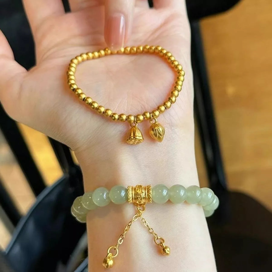 18K Gold-Plated Bead Bracelet Gum Leaf / ONESIZE Apparel and Accessories