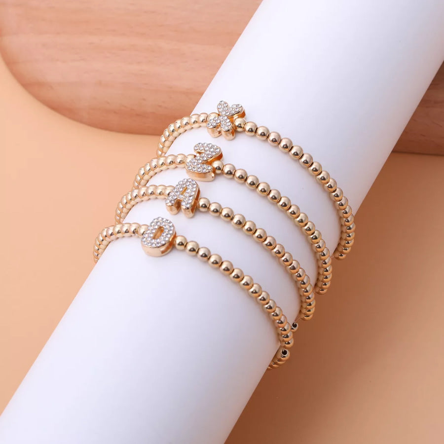 18K Gold-Plated Bead Letter Bracelet Apparel and Accessories