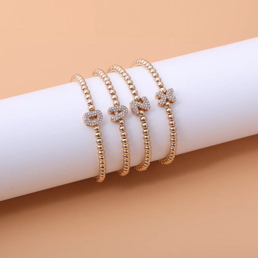 18K Gold-Plated Bead Letter Bracelet Apparel and Accessories
