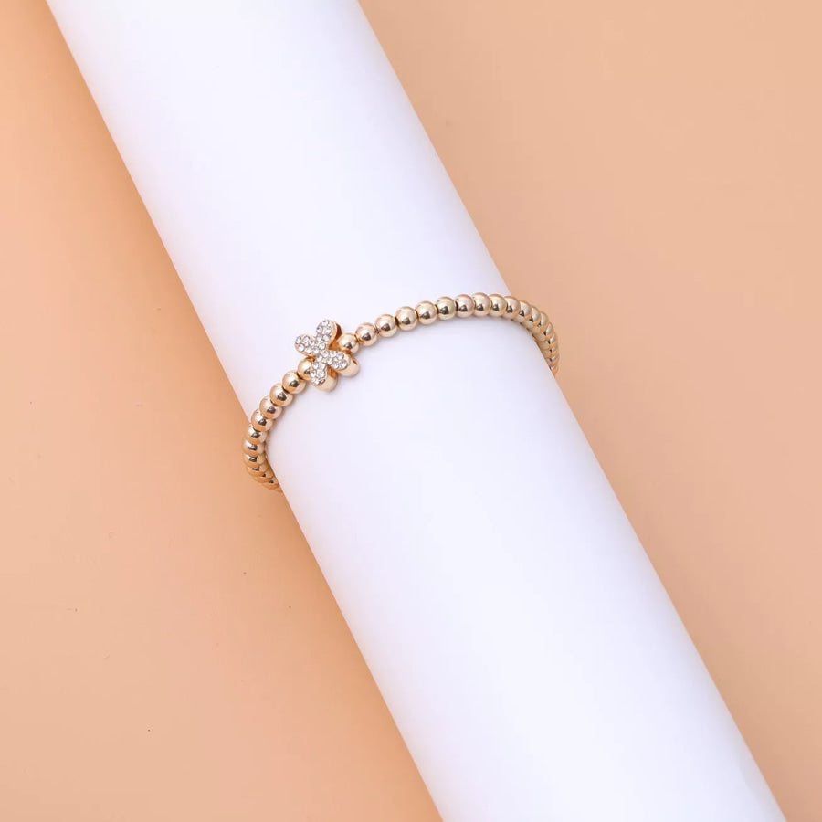 18K Gold-Plated Bead Letter Bracelet Style X / onesize Apparel and Accessories