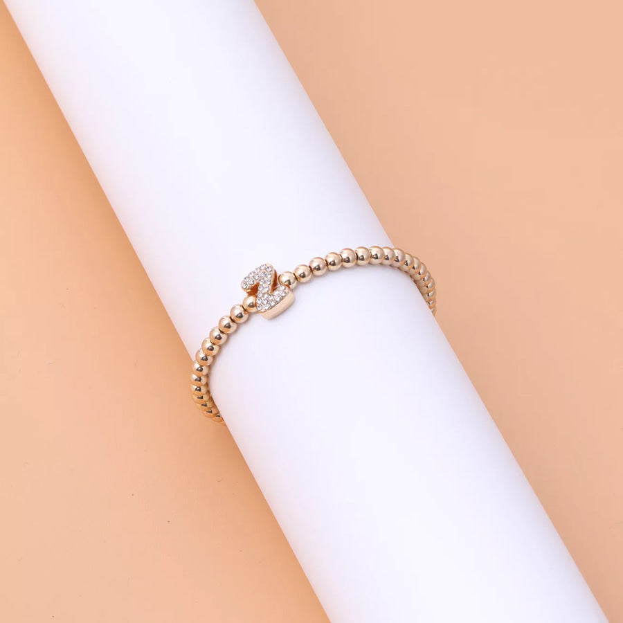 18K Gold-Plated Bead Letter Bracelet Style Z / onesize Apparel and Accessories