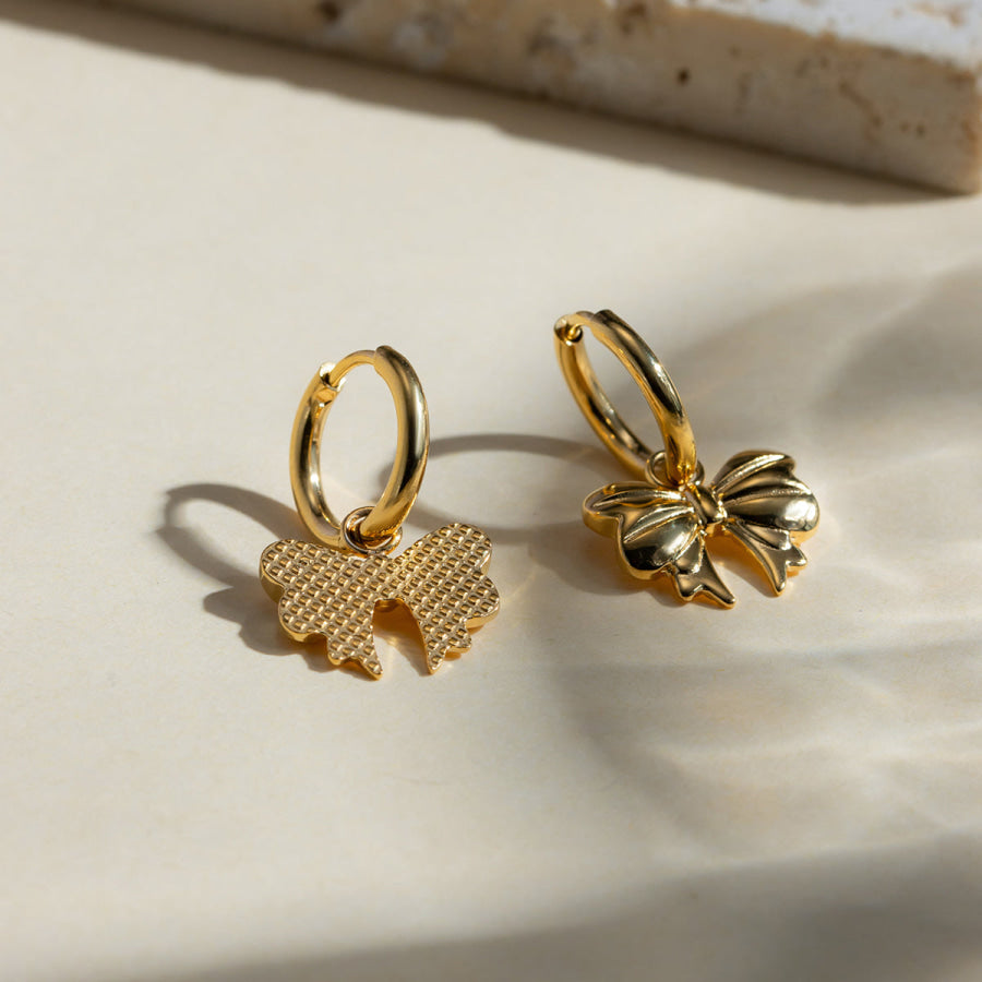 18K Gold-Plated Bow Earrings Gold / One Size Apparel and Accessories