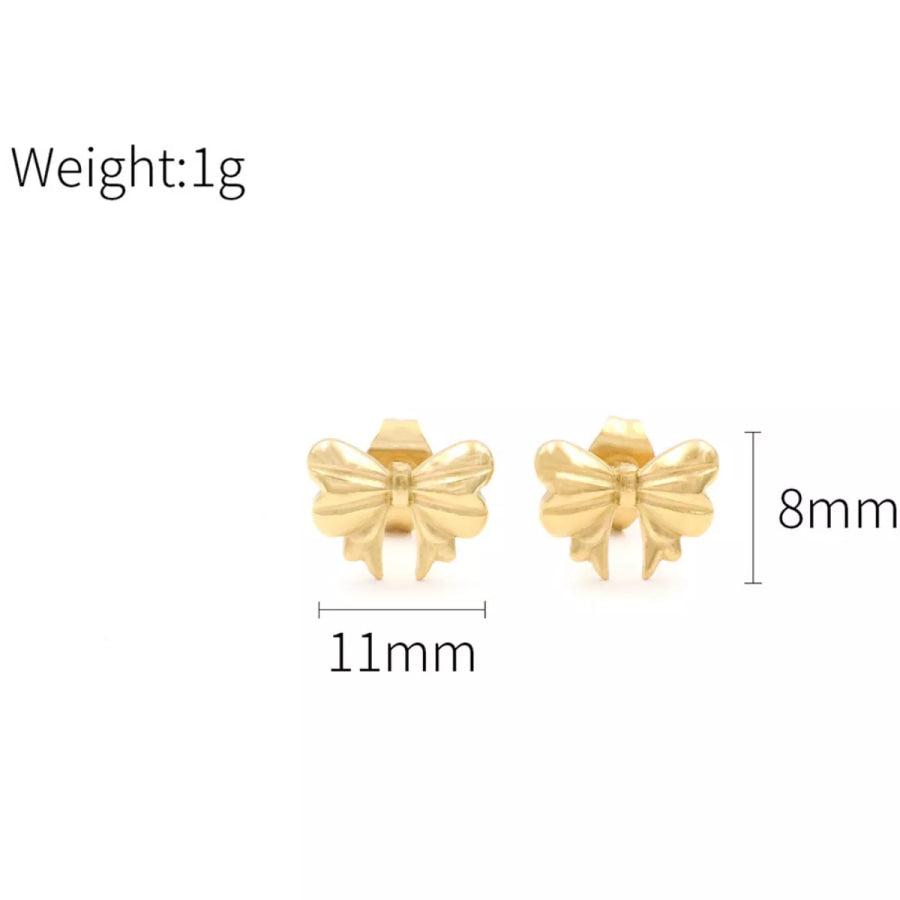 18K Gold-Plated Bow Earrings Gold / One Size Apparel and Accessories