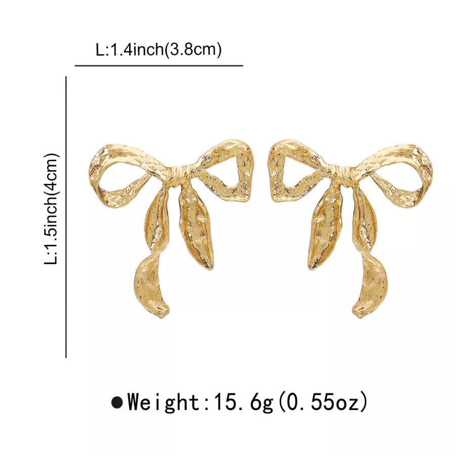 18K Gold-Plated Bow Earrings Gold / onesize Apparel and Accessories