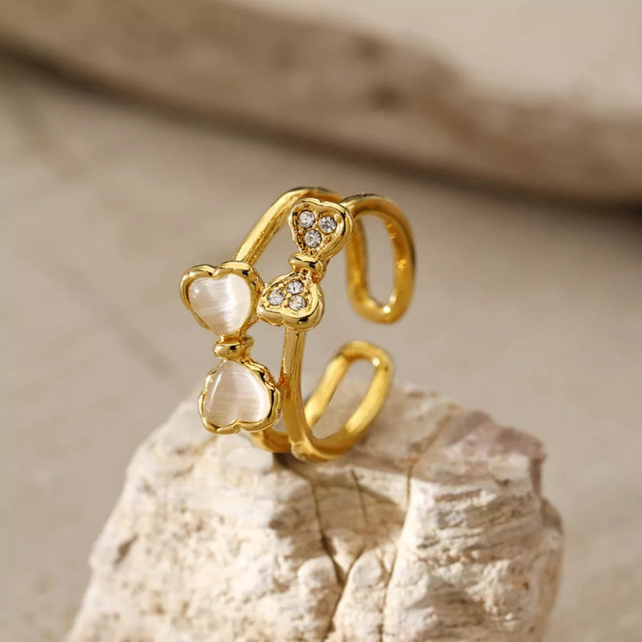 18K Gold-Plated Bow Open Ring Gold / One Size Apparel and Accessories