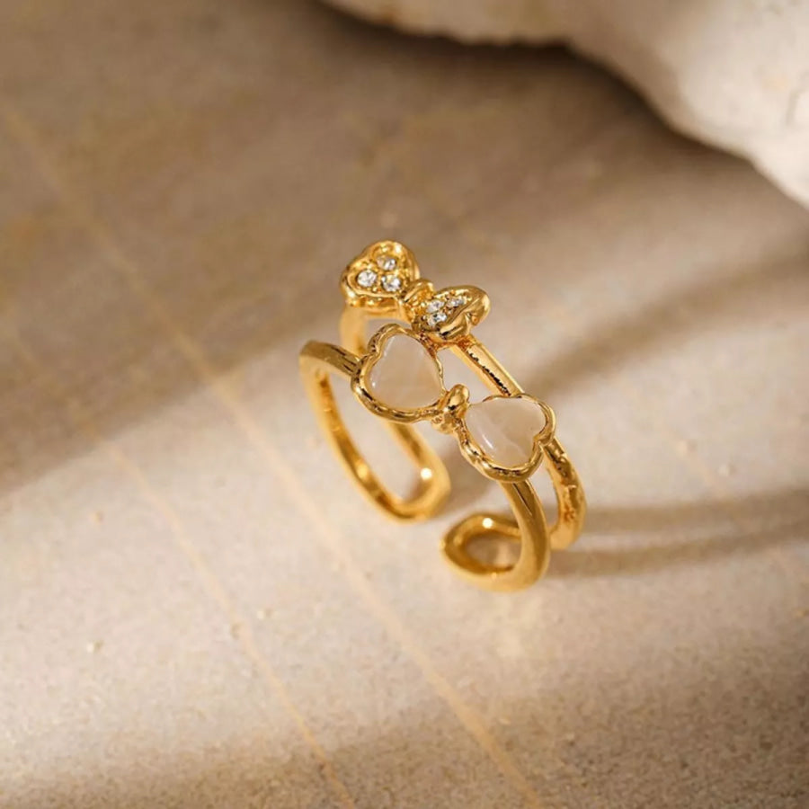 18K Gold-Plated Bow Open Ring Gold / One Size Apparel and Accessories