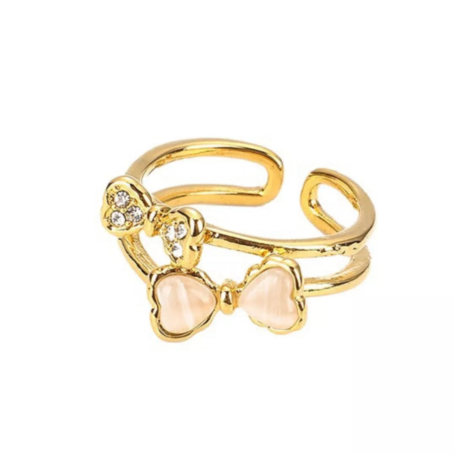18K Gold-Plated Bow Open Ring Gold / One Size Apparel and Accessories