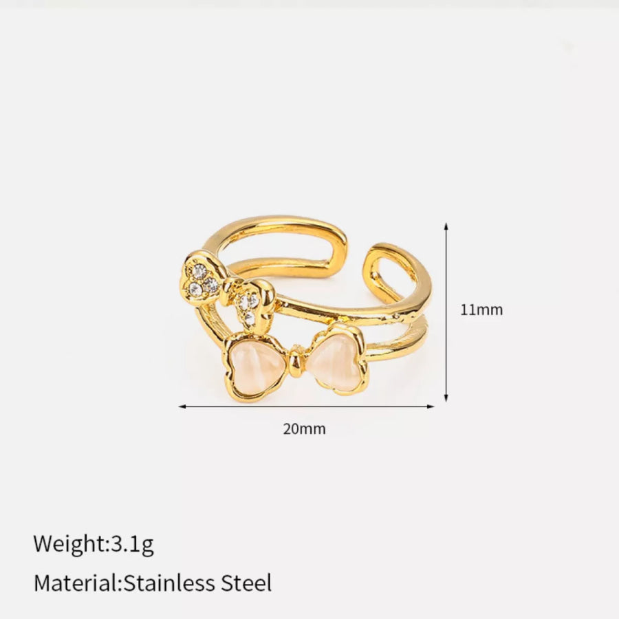 18K Gold-Plated Bow Open Ring Gold / One Size Apparel and Accessories