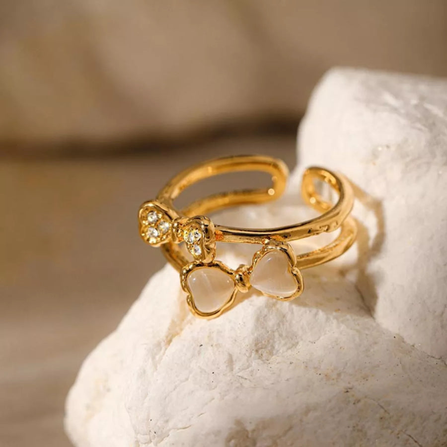 18K Gold-Plated Bow Open Ring Gold / One Size Apparel and Accessories