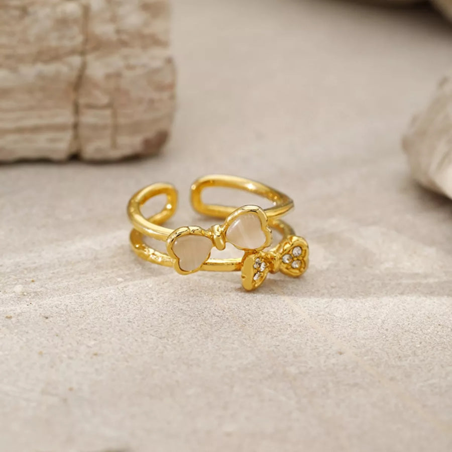 18K Gold-Plated Bow Open Ring Gold / One Size Apparel and Accessories