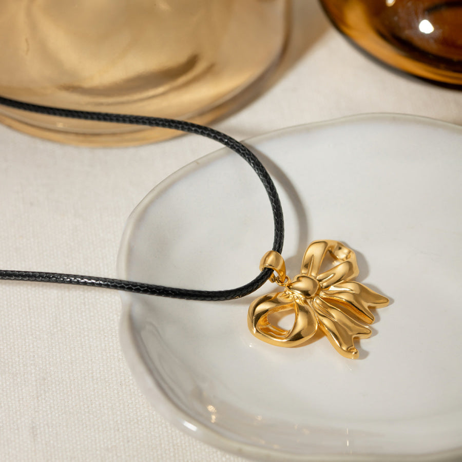 18K Gold-Plated Bow Pendant Necklace Gold / One Size