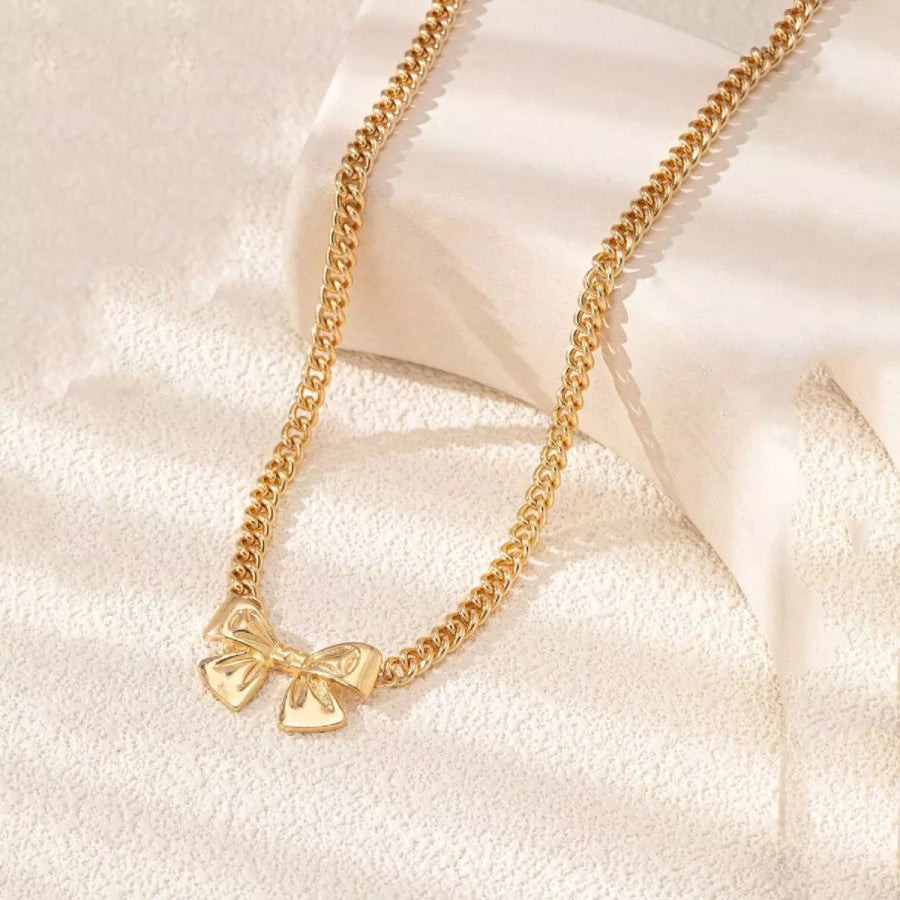 18K Gold-Plated Bowknot Chain Necklace Gold / ONESIZE Apparel and Accessories