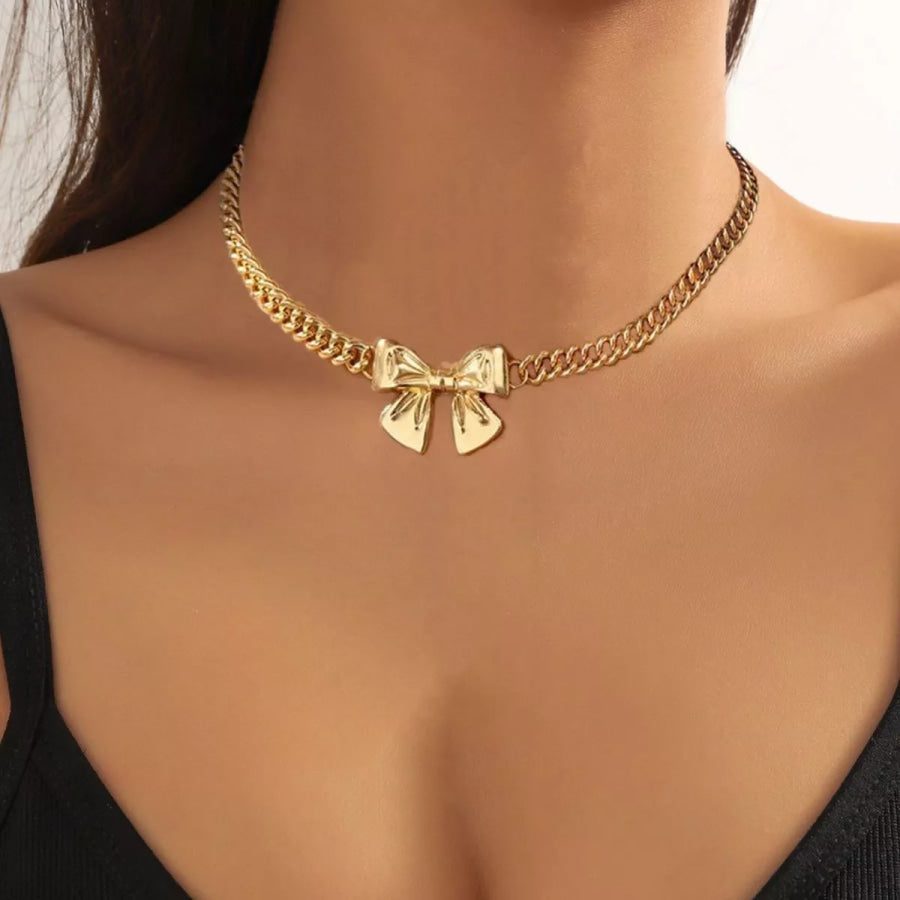 18K Gold-Plated Bowknot Chain Necklace Gold / ONESIZE Apparel and Accessories