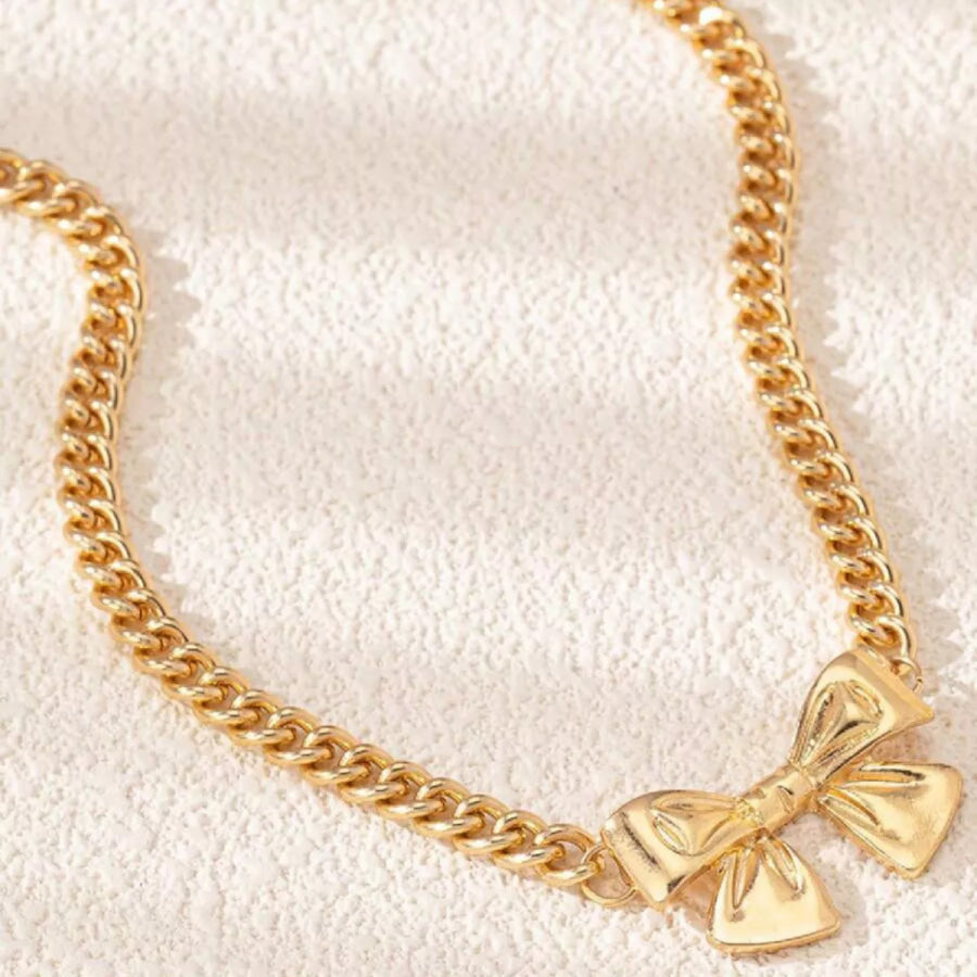 18K Gold-Plated Bowknot Chain Necklace Gold / ONESIZE Apparel and Accessories