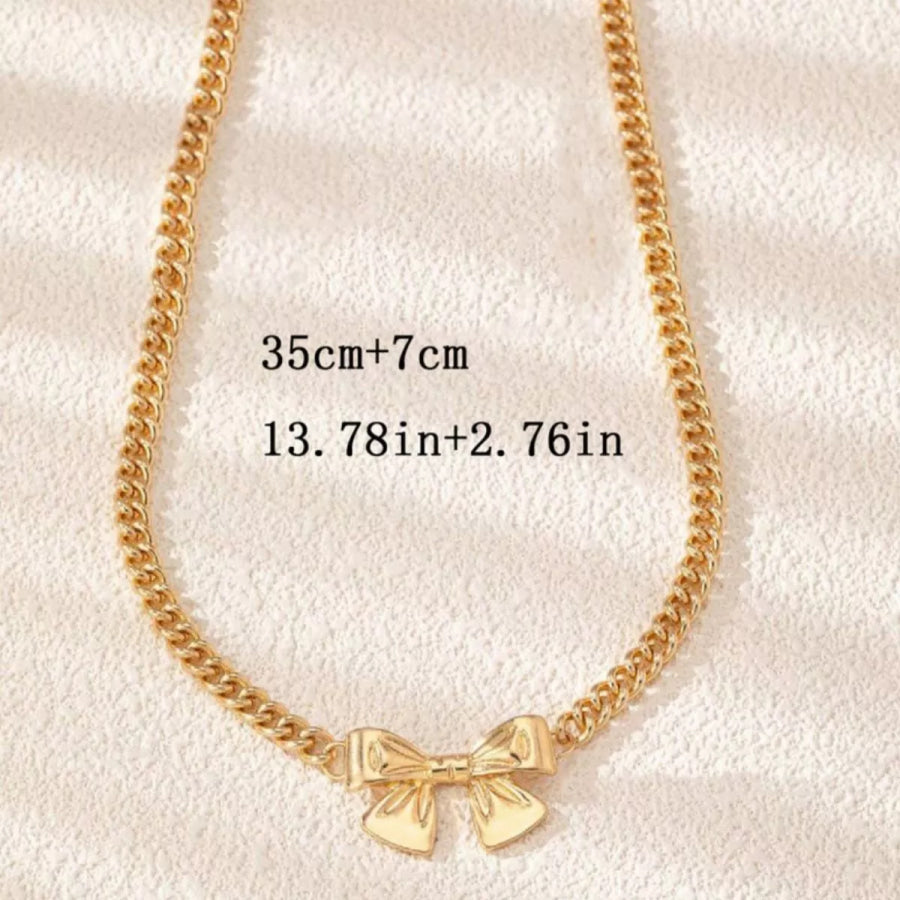 18K Gold-Plated Bowknot Chain Necklace Gold / ONESIZE Apparel and Accessories