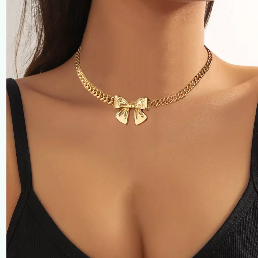 18K Gold-Plated Bowknot Chain Necklace Gold / ONESIZE Apparel and Accessories