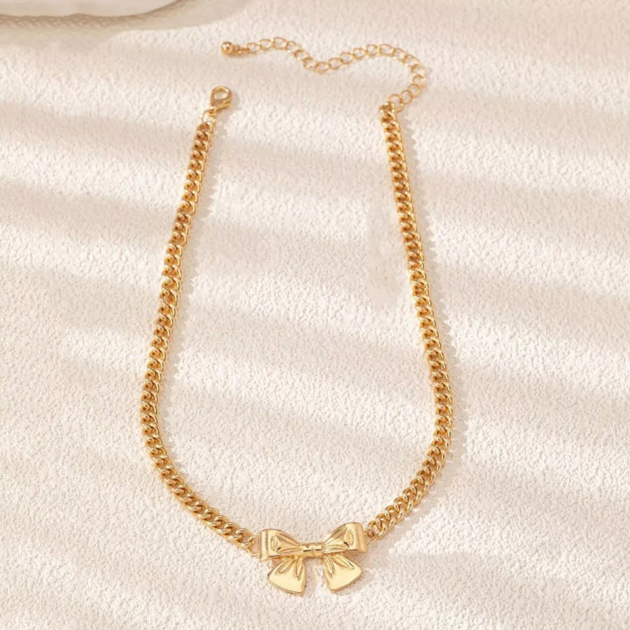18K Gold-Plated Bowknot Chain Necklace Gold / ONESIZE Apparel and Accessories