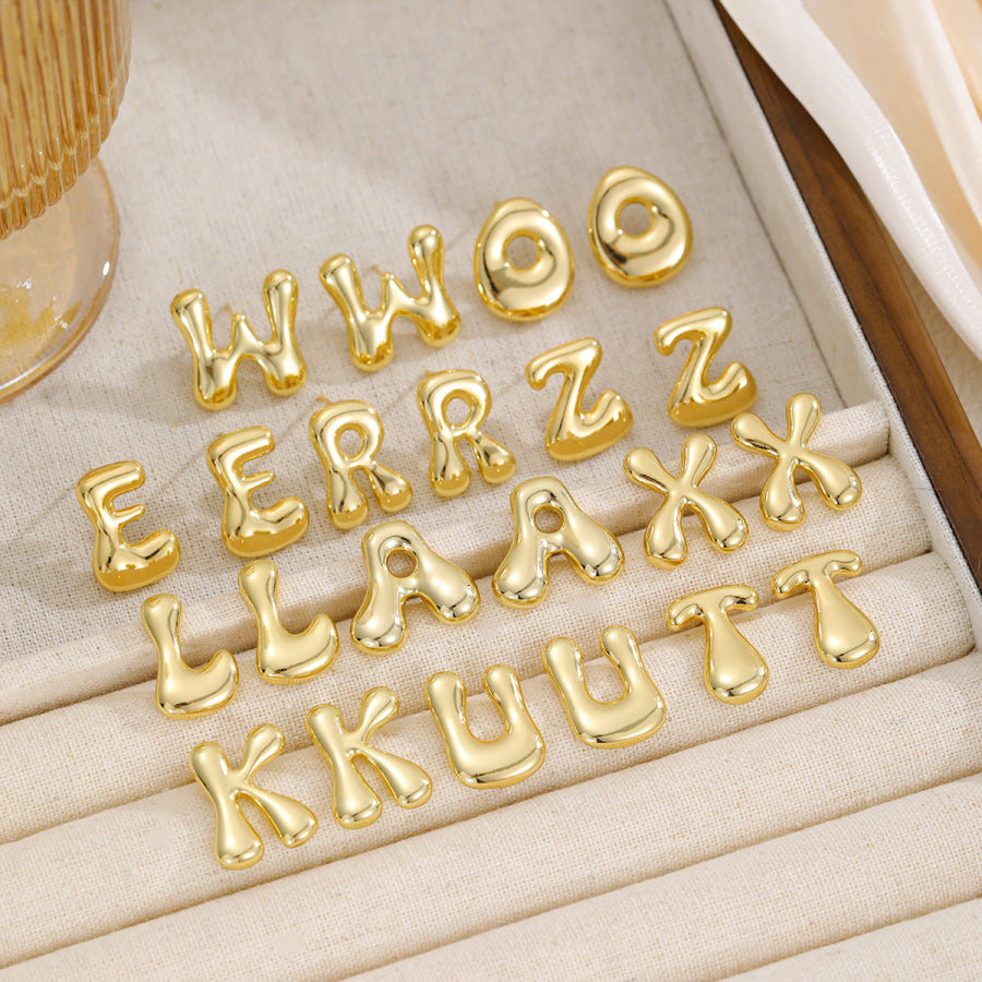 18K Gold-Plated Bubble Letter Stud Earrings Apparel and Accessories