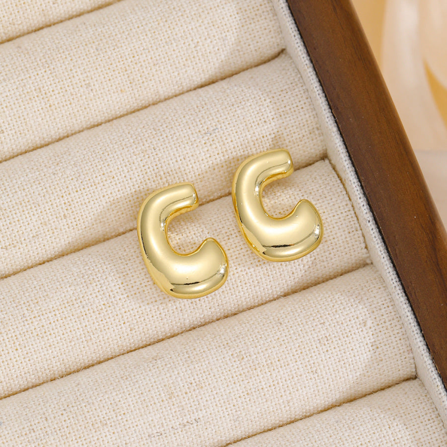 18K Gold-Plated Bubble Letter Stud Earrings Style C / One Size Apparel and Accessories