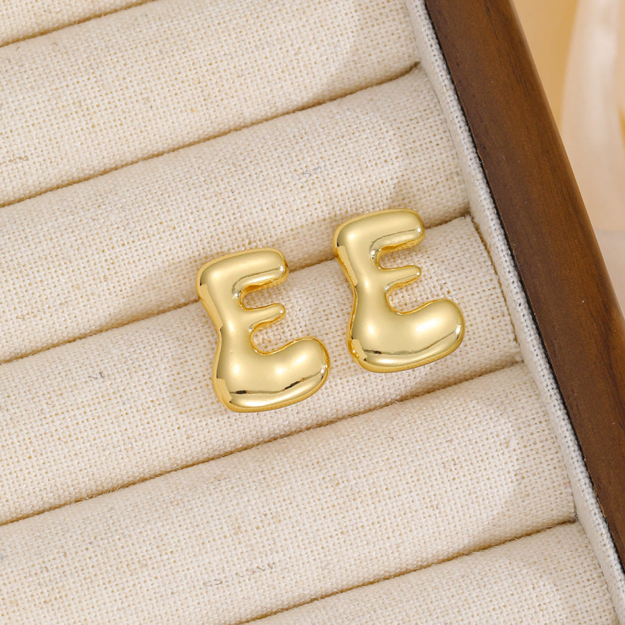 18K Gold-Plated Bubble Letter Stud Earrings Style E / One Size Apparel and Accessories