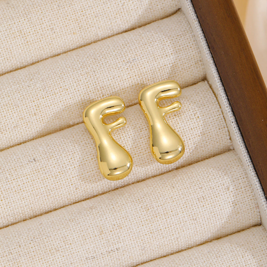 18K Gold-Plated Bubble Letter Stud Earrings Style F / One Size Apparel and Accessories