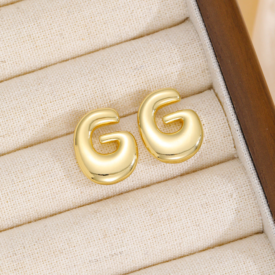 18K Gold-Plated Bubble Letter Stud Earrings Style G / One Size Apparel and Accessories