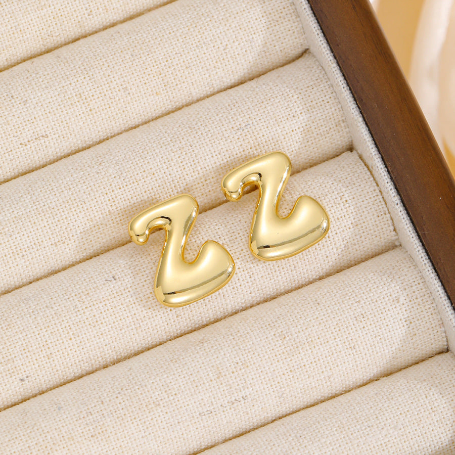 18K Gold-Plated Bubble Letter Stud Earrings Style Z / One Size Apparel and Accessories