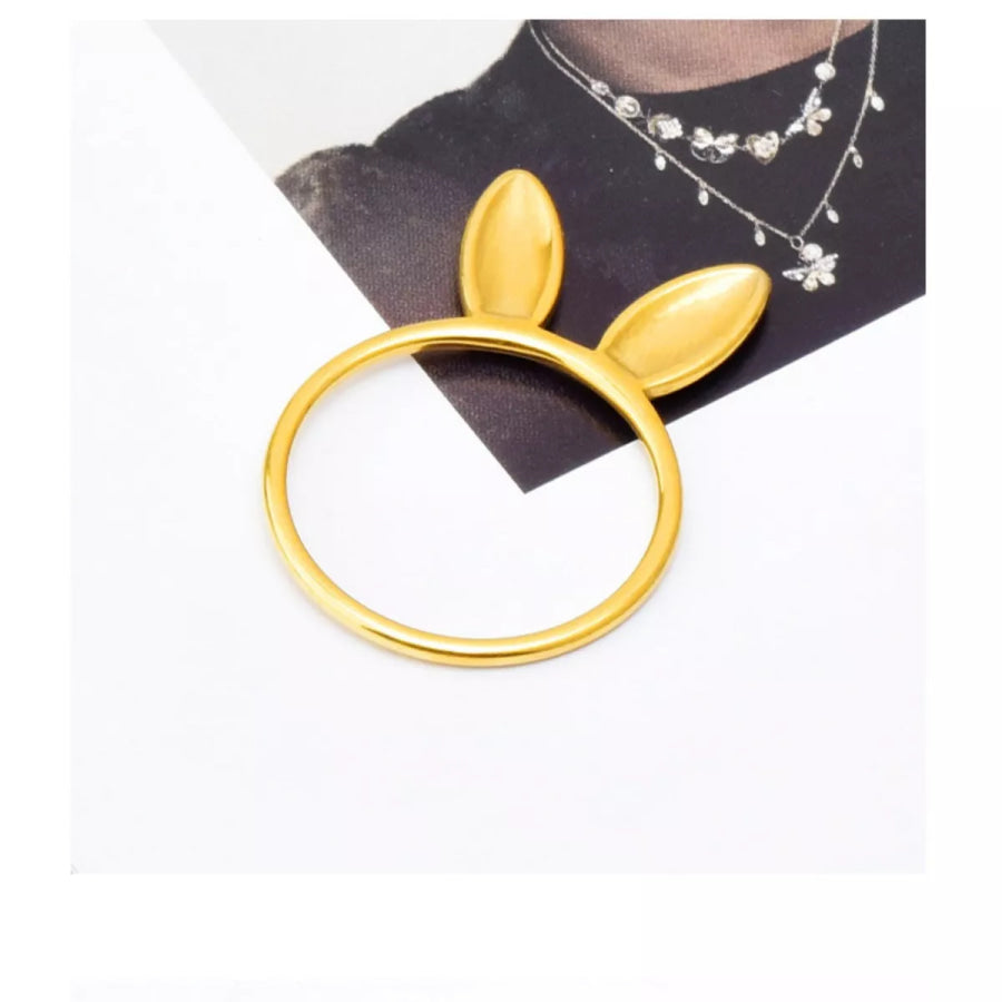 18K Gold-Plated Bunny Ear Ring Gold / 6 Apparel and Accessories