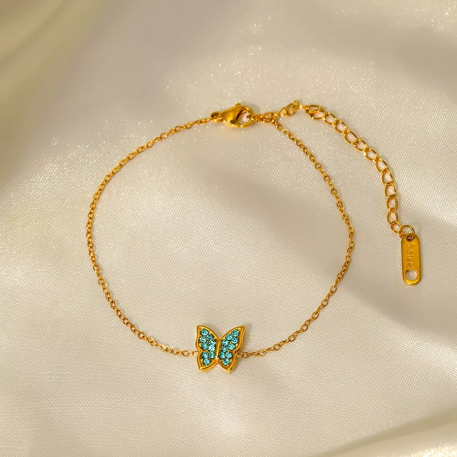 18K Gold-Plated Butterfly Adjustable Bracelet Gold / onesize Apparel and Accessories