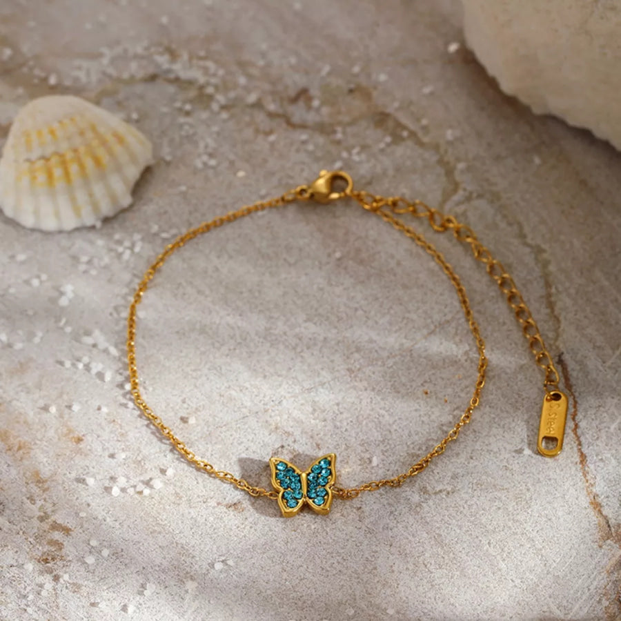 18K Gold-Plated Butterfly Adjustable Bracelet Gold / onesize Apparel and Accessories