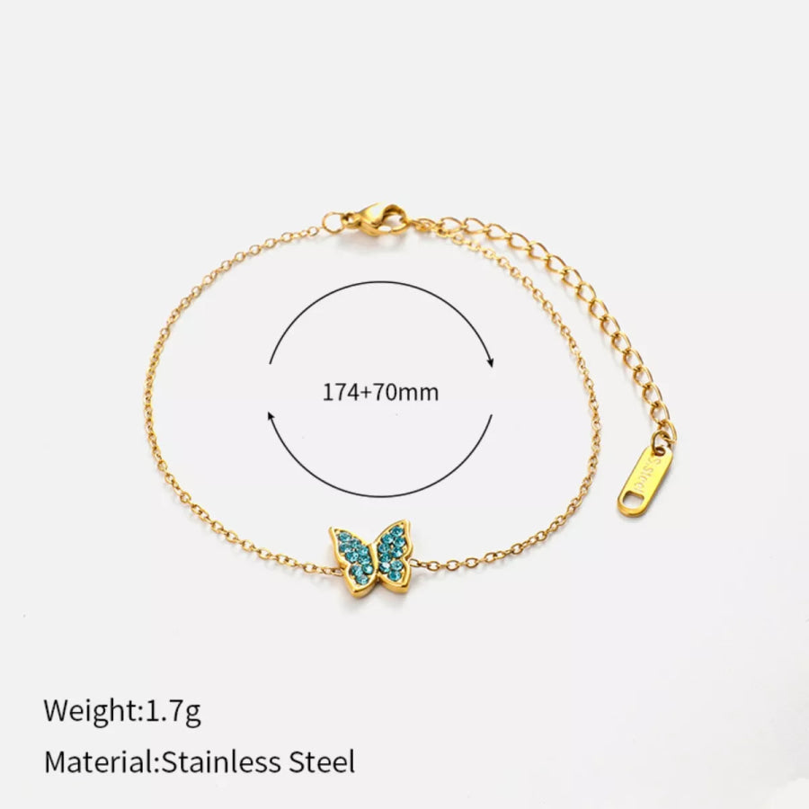 18K Gold-Plated Butterfly Adjustable Bracelet Gold / onesize Apparel and Accessories
