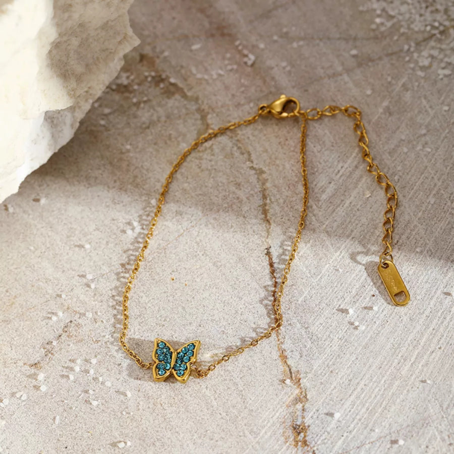 18K Gold-Plated Butterfly Adjustable Bracelet Gold / onesize Apparel and Accessories