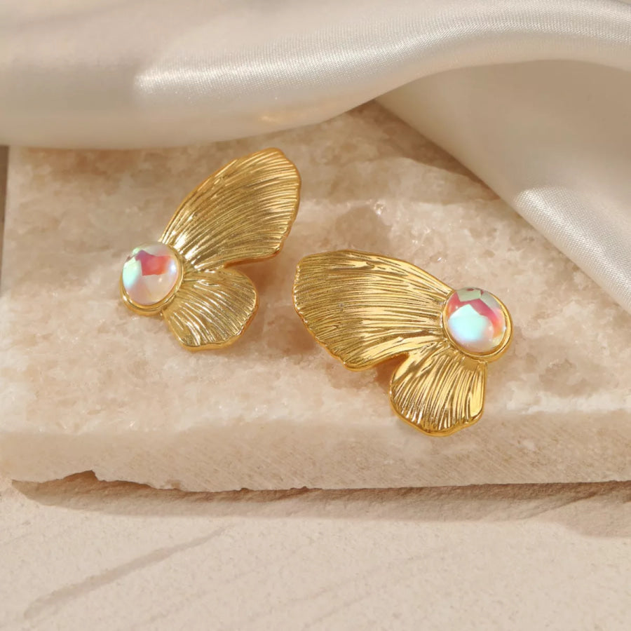 18K Gold-Plated Butterfly Wing Earrings Gold / onesize Apparel and Accessories