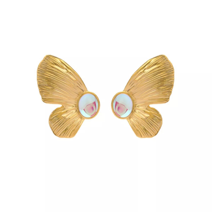 18K Gold-Plated Butterfly Wing Earrings Gold / onesize Apparel and Accessories