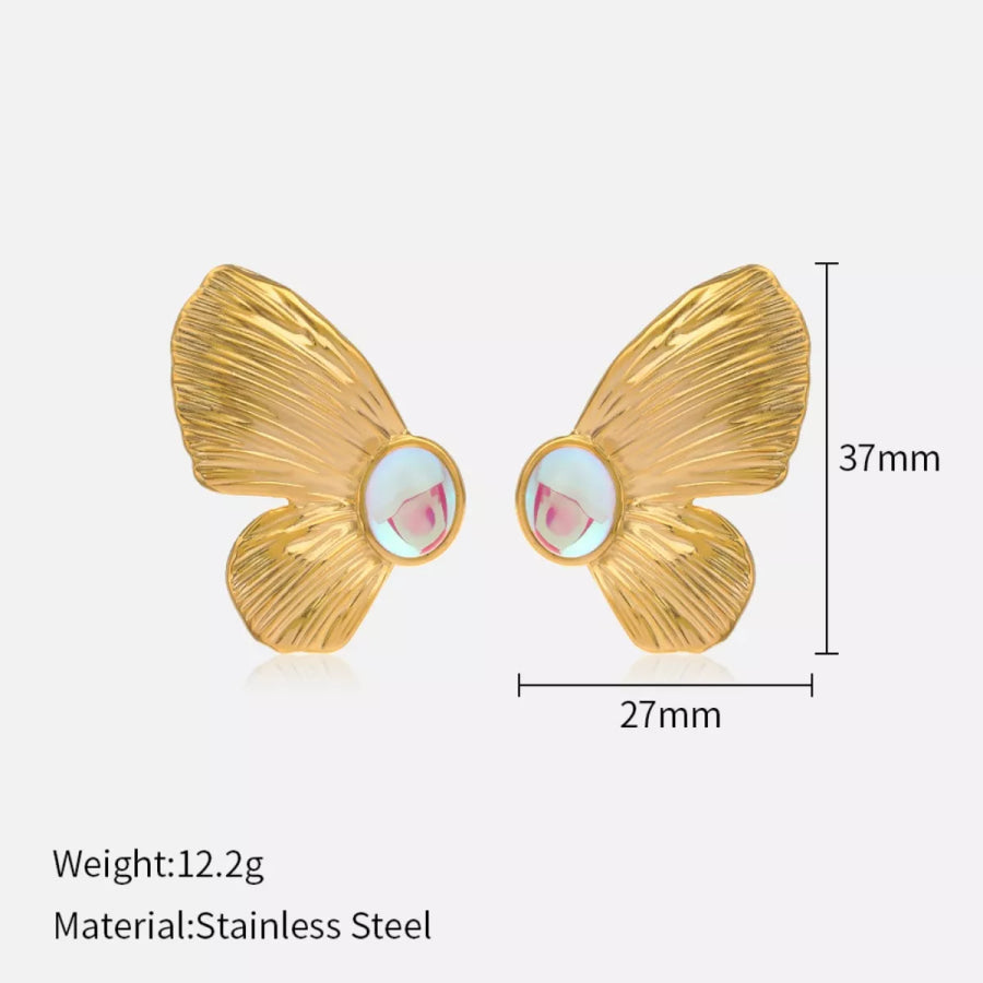 18K Gold-Plated Butterfly Wing Earrings Gold / onesize Apparel and Accessories