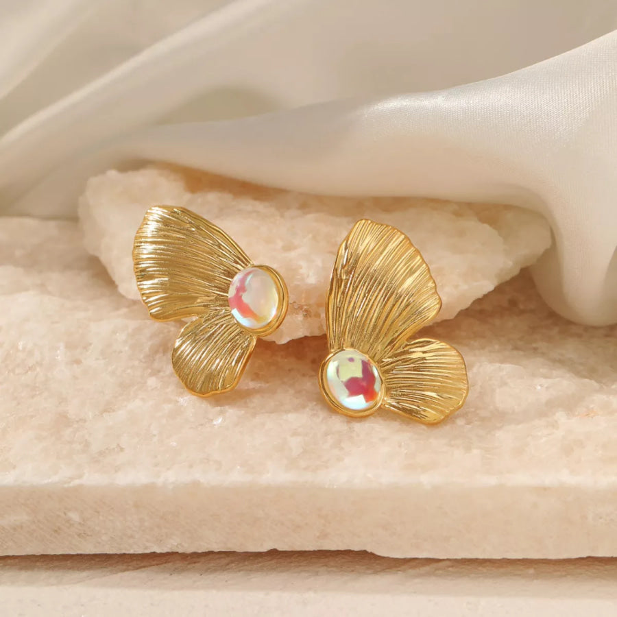 18K Gold-Plated Butterfly Wing Earrings Gold / onesize Apparel and Accessories
