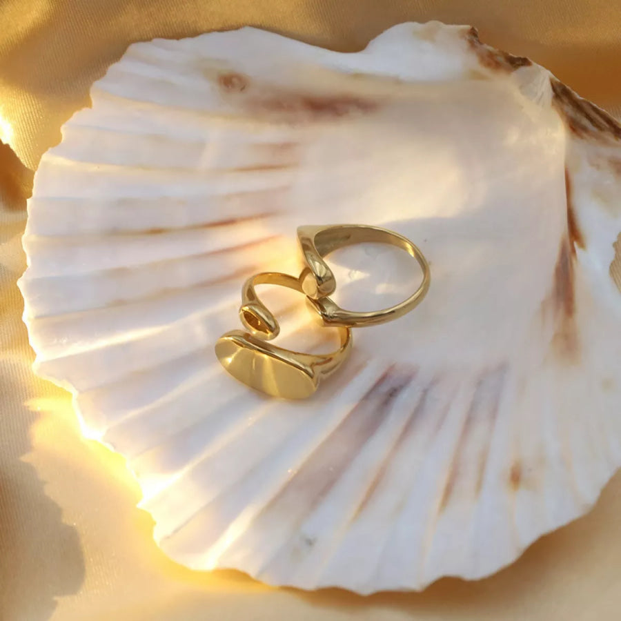18K Gold-Plated Bypass Ring Gold / One Size Apparel and Accessories