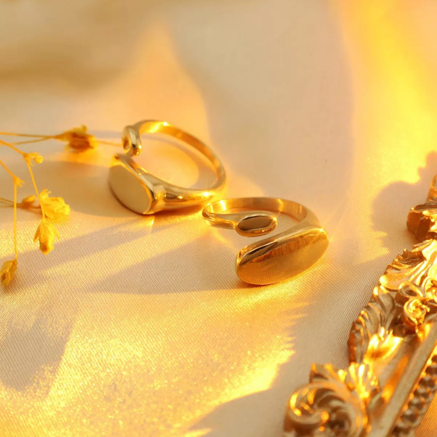 18K Gold-Plated Bypass Ring Gold / One Size Apparel and Accessories