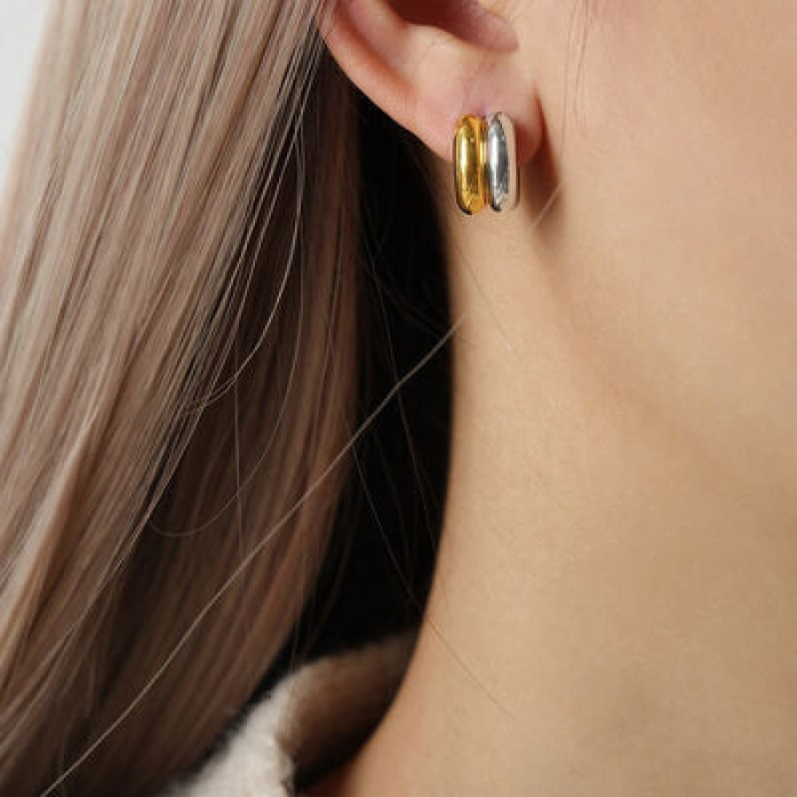 18K Gold-Plated C-Hoop Earrings Gold / One Size Apparel and Accessories