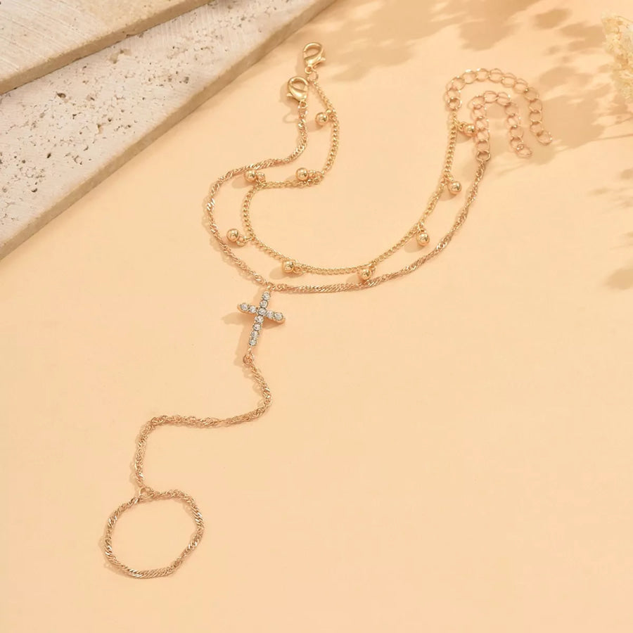 18K Gold-Plated Chain Cross Bracelet Gold / ONESIZE Apparel and Accessories