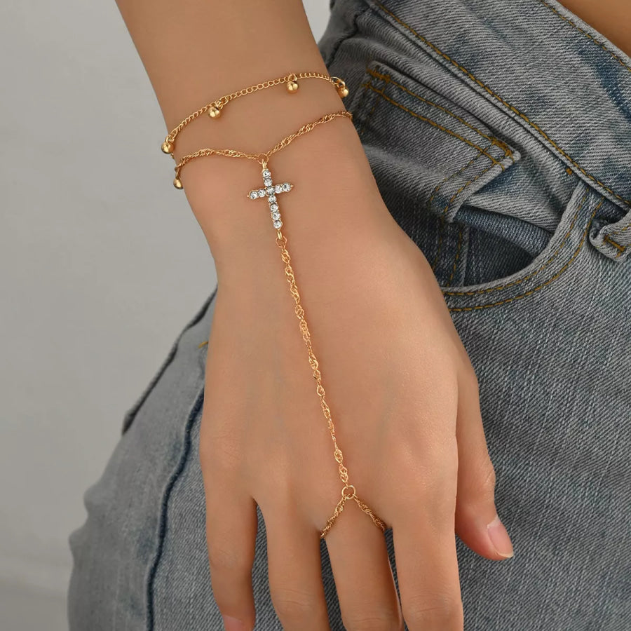 18K Gold-Plated Chain Cross Bracelet Gold / ONESIZE Apparel and Accessories