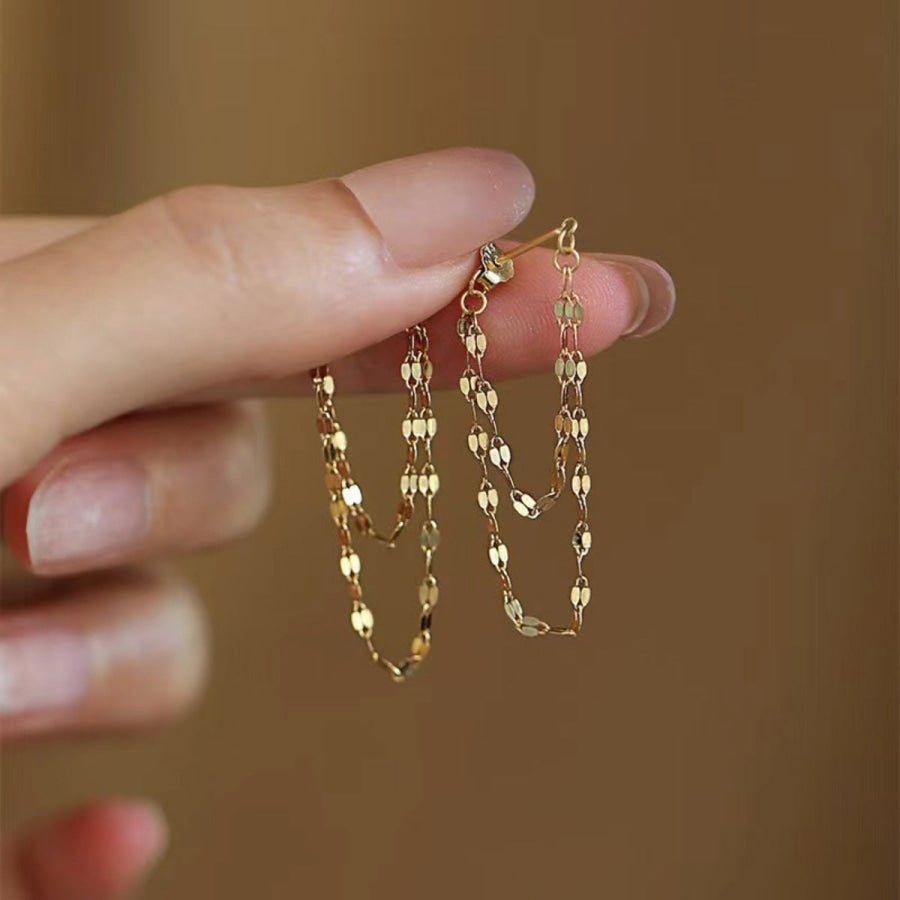 18K Gold-Plated Chain Earrings Gold / One Size Apparel and Accessories