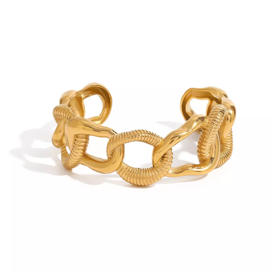 18K Gold-Plated Chain Link Open Bracelet Gold / One Size Apparel and Accessories